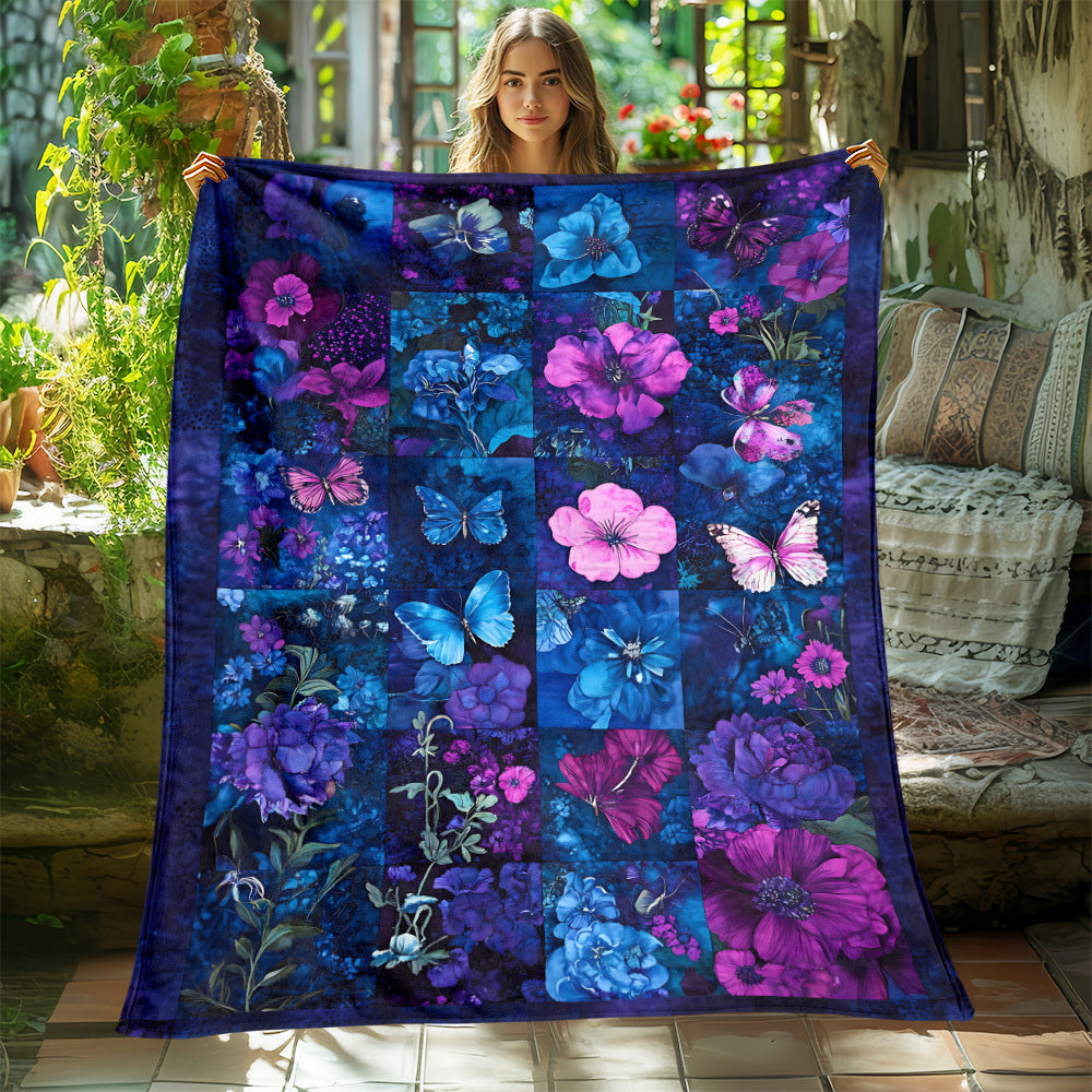 Aonana Secret Garden Vintage Floral Patchwork Flannel Throw Blanket