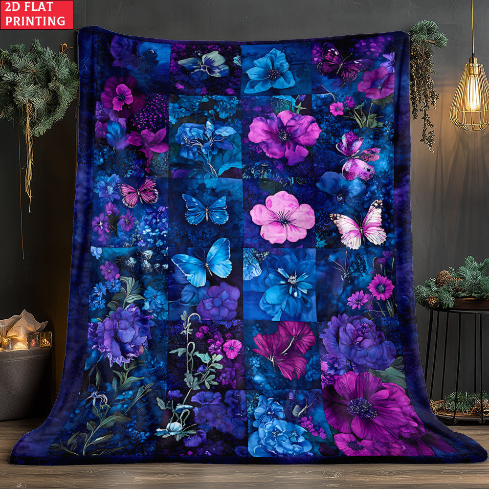 Aonana Secret Garden Vintage Floral Patchwork Flannel Throw Blanket