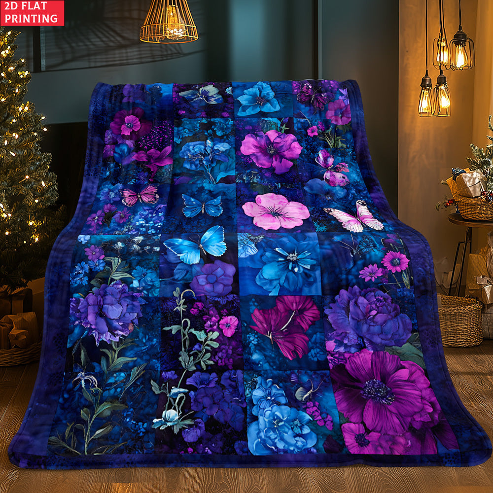 Aonana Secret Garden Vintage Floral Patchwork Flannel Throw Blanket