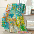 Aonana Secret Garden Vintage Floral Patchwork Flannel Throw Blanket