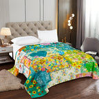Aonana Secret Garden Vintage Floral Patchwork Flannel Throw Blanket