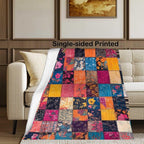 Aonana Secret Garden Vintage Floral Patchwork Flannel Throw Blanket