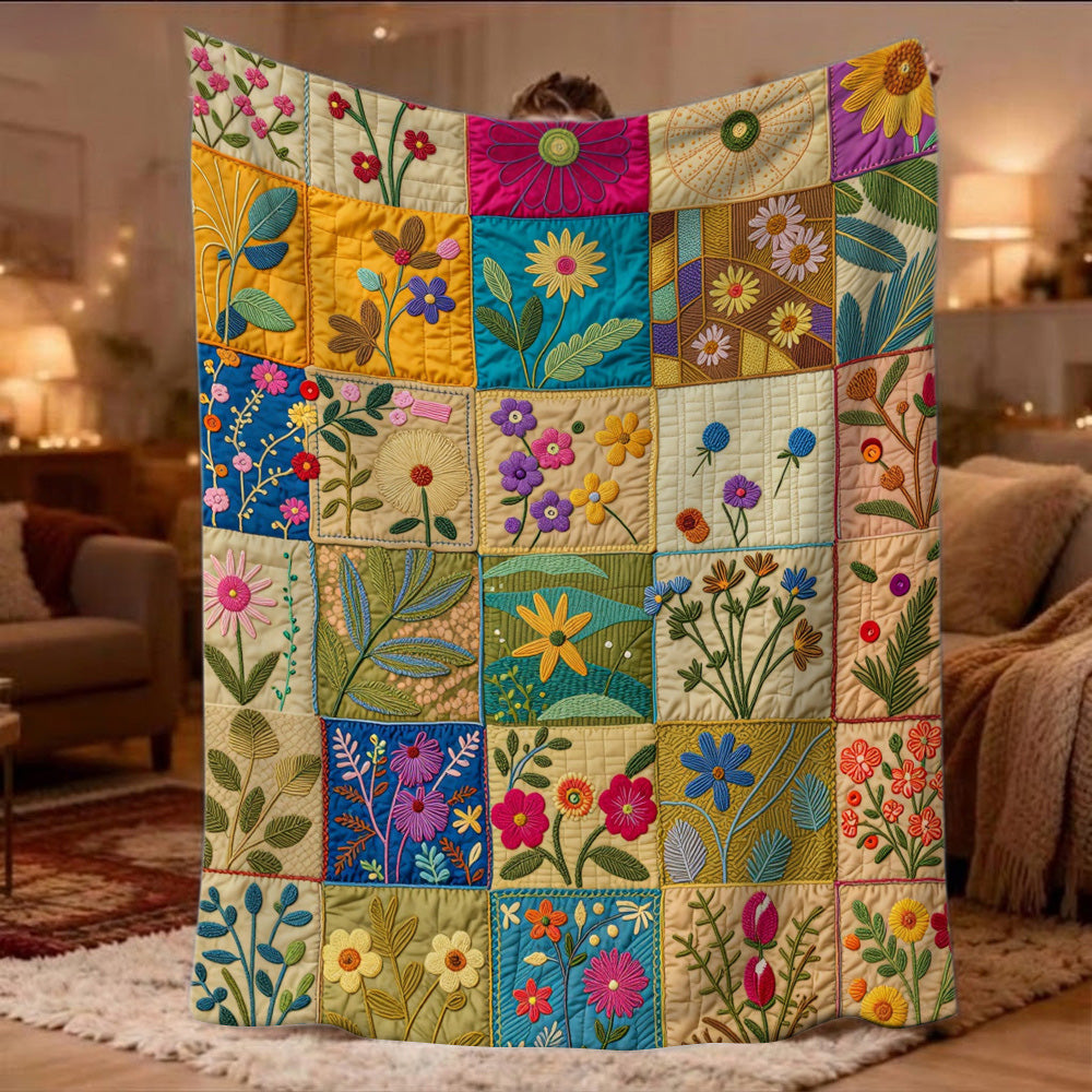Aonana Secret Garden Vintage Floral Patchwork Flannel Throw Blanket
