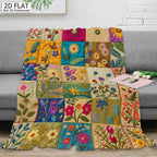 Aonana Secret Garden Vintage Floral Patchwork Flannel Throw Blanket