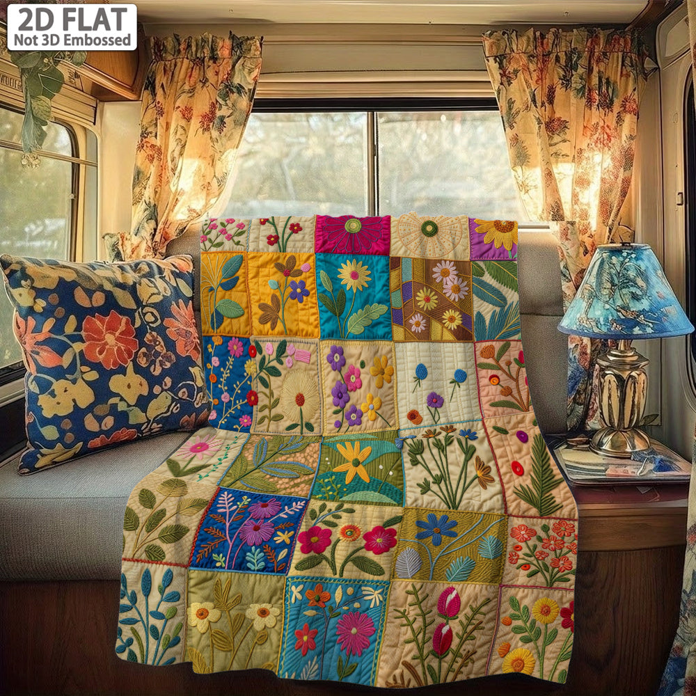 Aonana Secret Garden Vintage Floral Patchwork Flannel Throw Blanket
