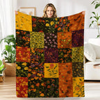 Aonana Secret Garden Vintage Floral Patchwork Flannel Throw Blanket