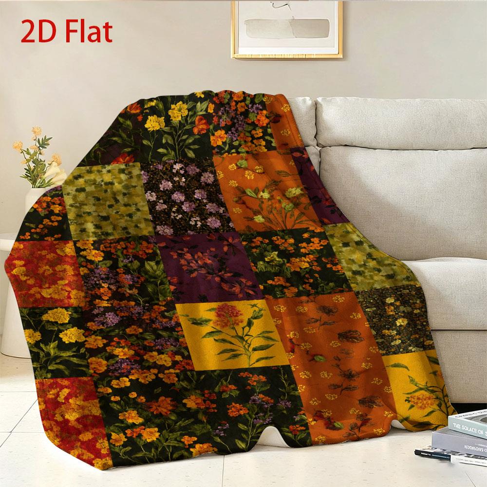 Aonana Secret Garden Vintage Floral Patchwork Flannel Throw Blanket