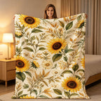 Aonana Secret Garden Sunflower Soft Cozy Flannel Throw Blanket