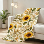 Aonana Secret Garden Sunflower Soft Cozy Flannel Throw Blanket