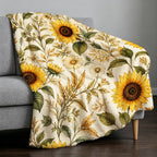 Aonana Secret Garden Sunflower Soft Cozy Flannel Throw Blanket