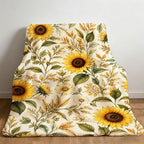 Aonana Secret Garden Sunflower Soft Cozy Flannel Throw Blanket
