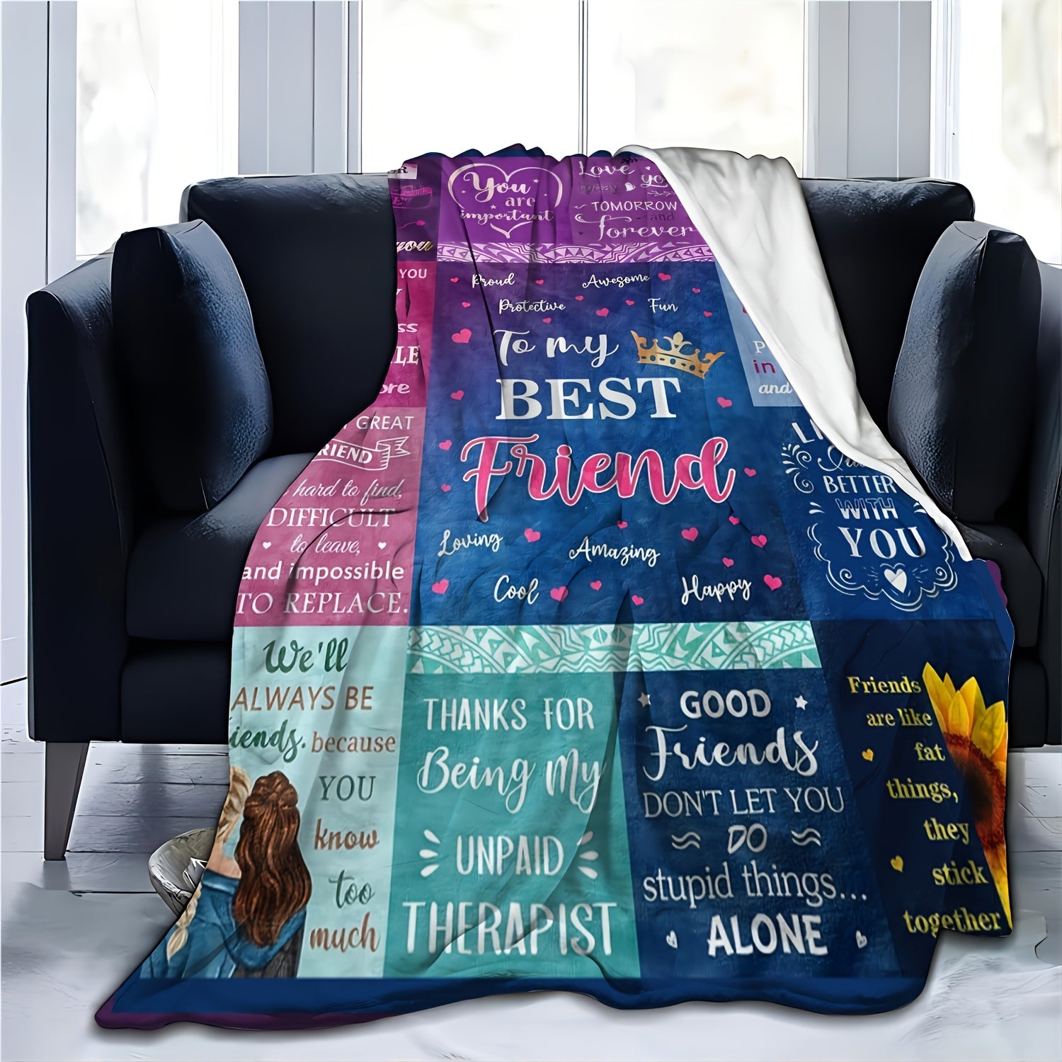 Aonana "To My Best Friend" Crown Gift Flannel Throw Blanket