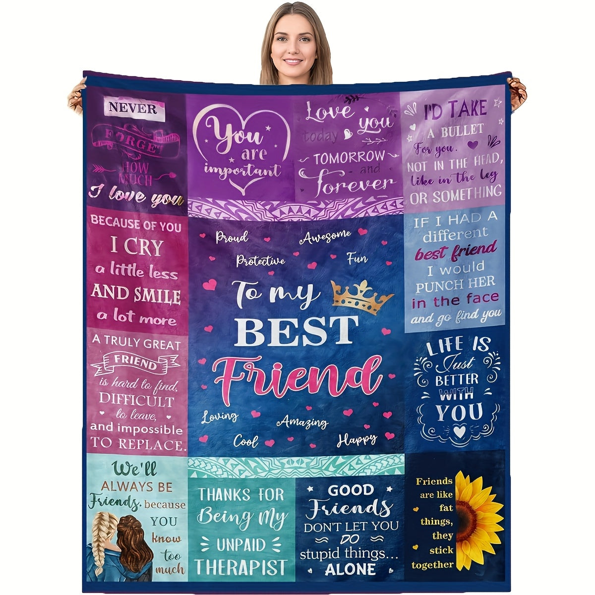 Aonana "To My Best Friend" Crown Gift Flannel Throw Blanket