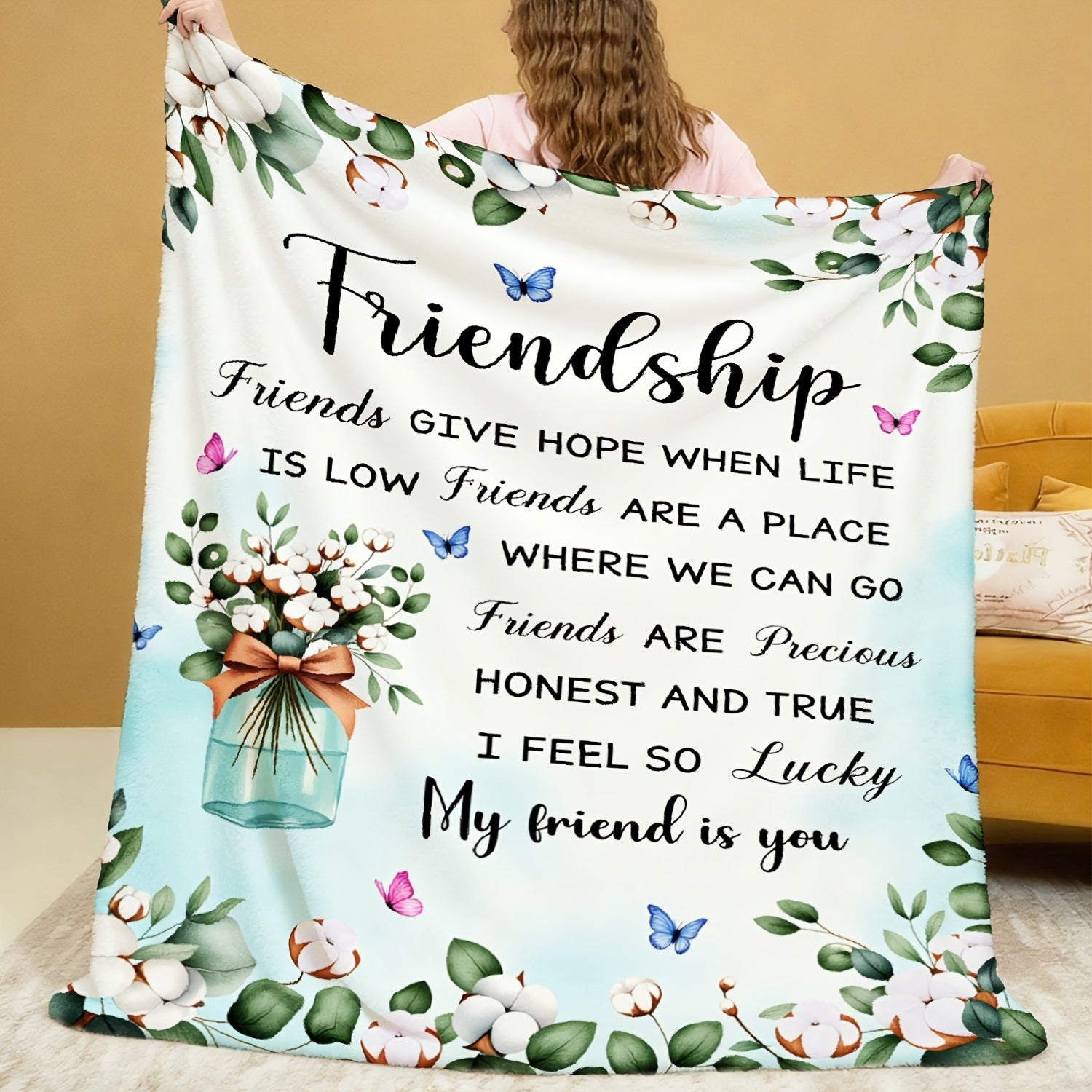 Aonana "My Friend Is You" Friendship Gifts Flannel Throw Blanket