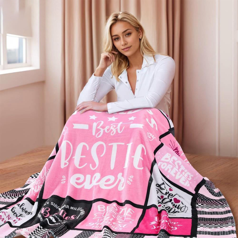 Aonana "World's Best Bestie Ever" Friendship Gifts Flannel Throw Blanket