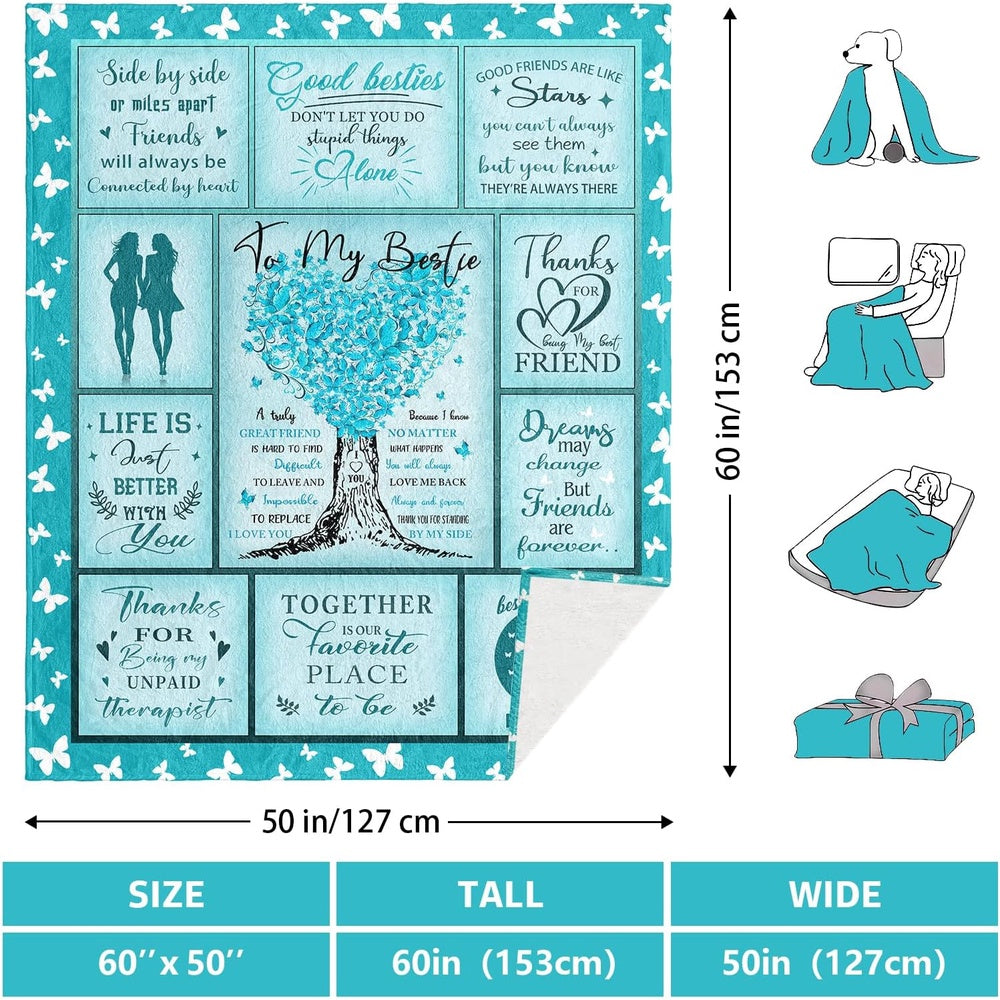Aonana "To My Bestie" Girls Gift Flannel Throw Blanket