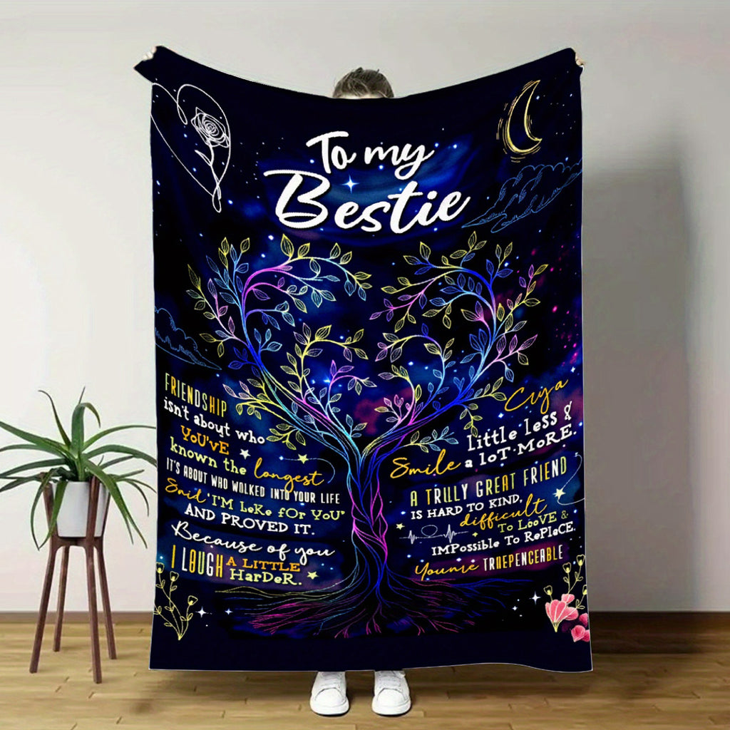 Aonana "To My Bestie" Friendship Tree Gift Flannel Throw Blanket