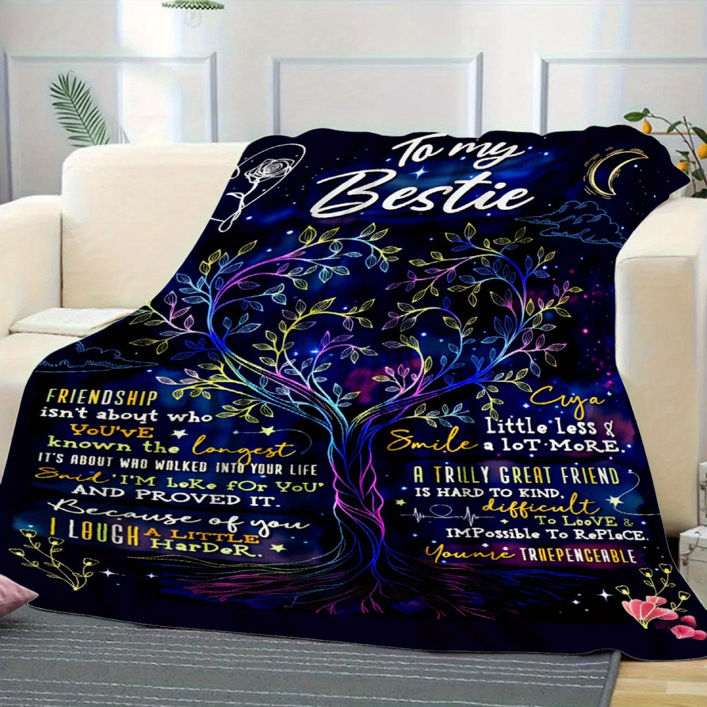Aonana "To My Bestie" Friendship Tree Gift Flannel Throw Blanket