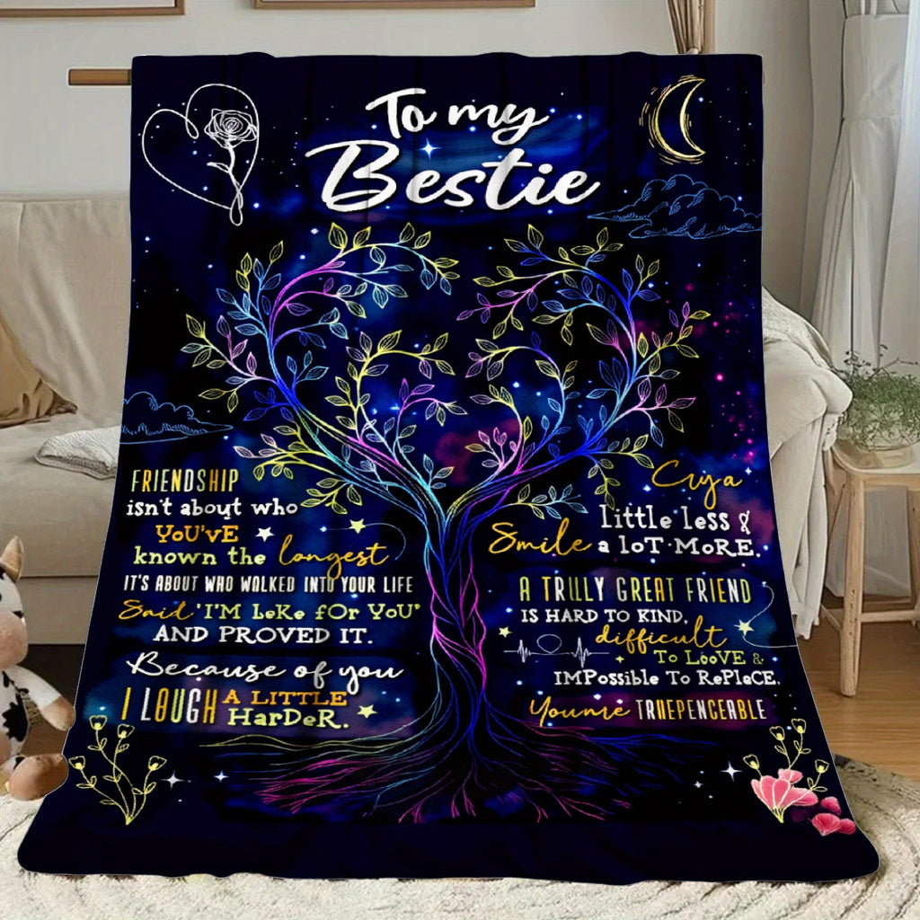Aonana "To My Bestie" Friendship Tree Gift Flannel Throw Blanket