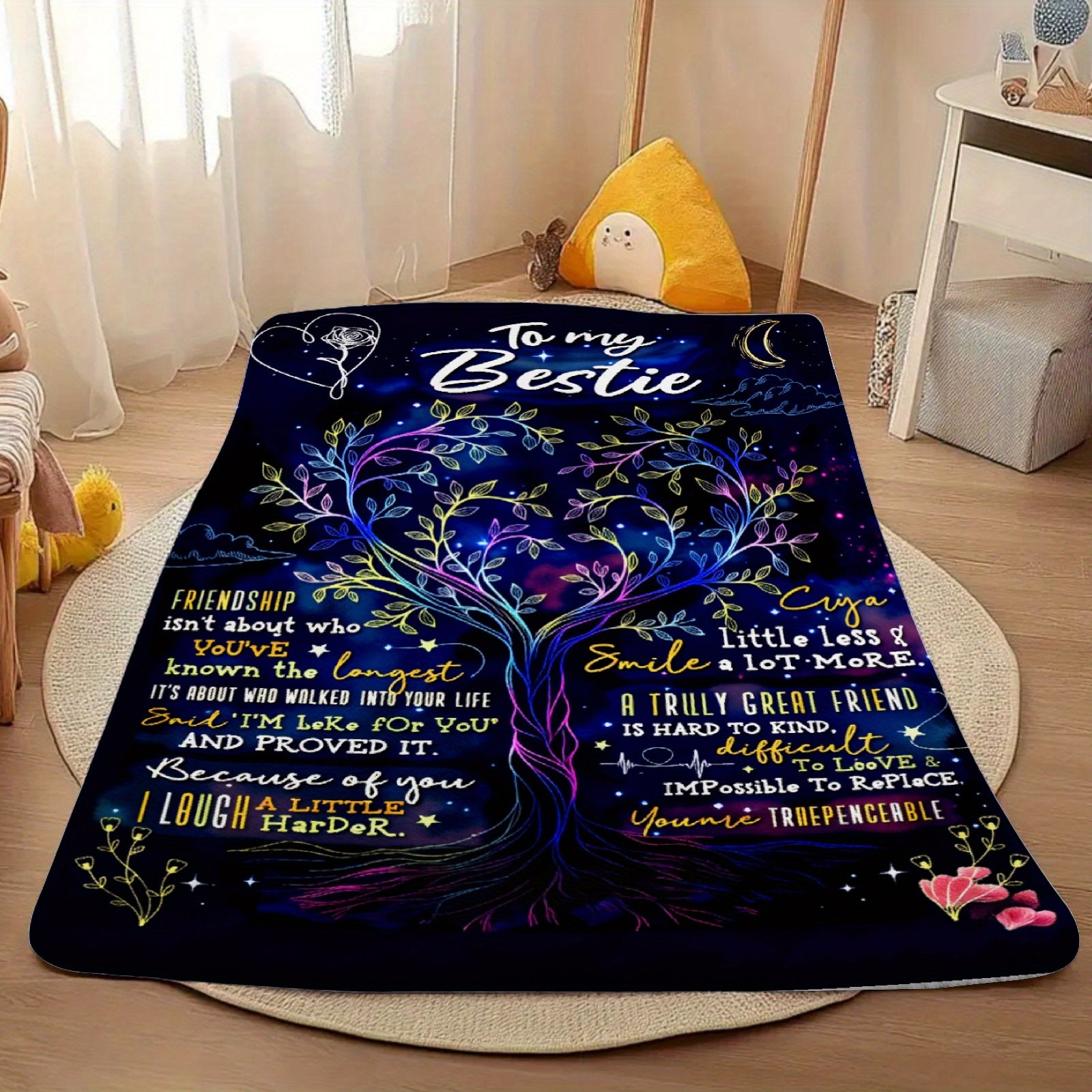 Aonana "To My Bestie" Friendship Tree Gift Flannel Throw Blanket