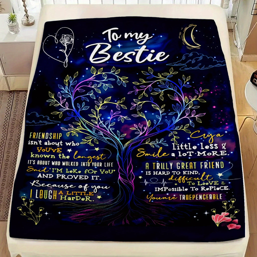 Aonana "To My Bestie" Friendship Tree Gift Flannel Throw Blanket