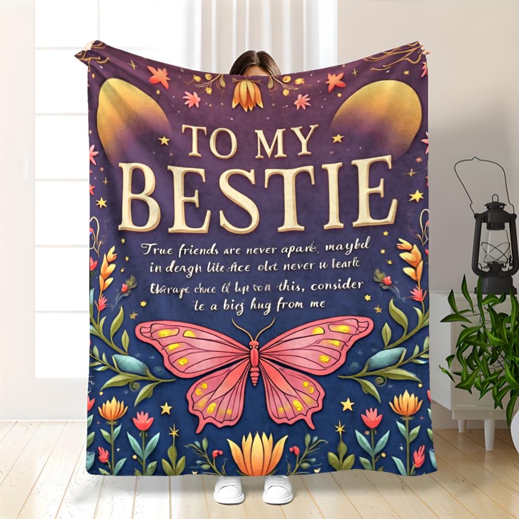 Aonana "To My Bestie" Butterfly BBF Gift Flannel Throw Blanket