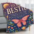 Aonana "To My Bestie" Butterfly BBF Gift Flannel Throw Blanket