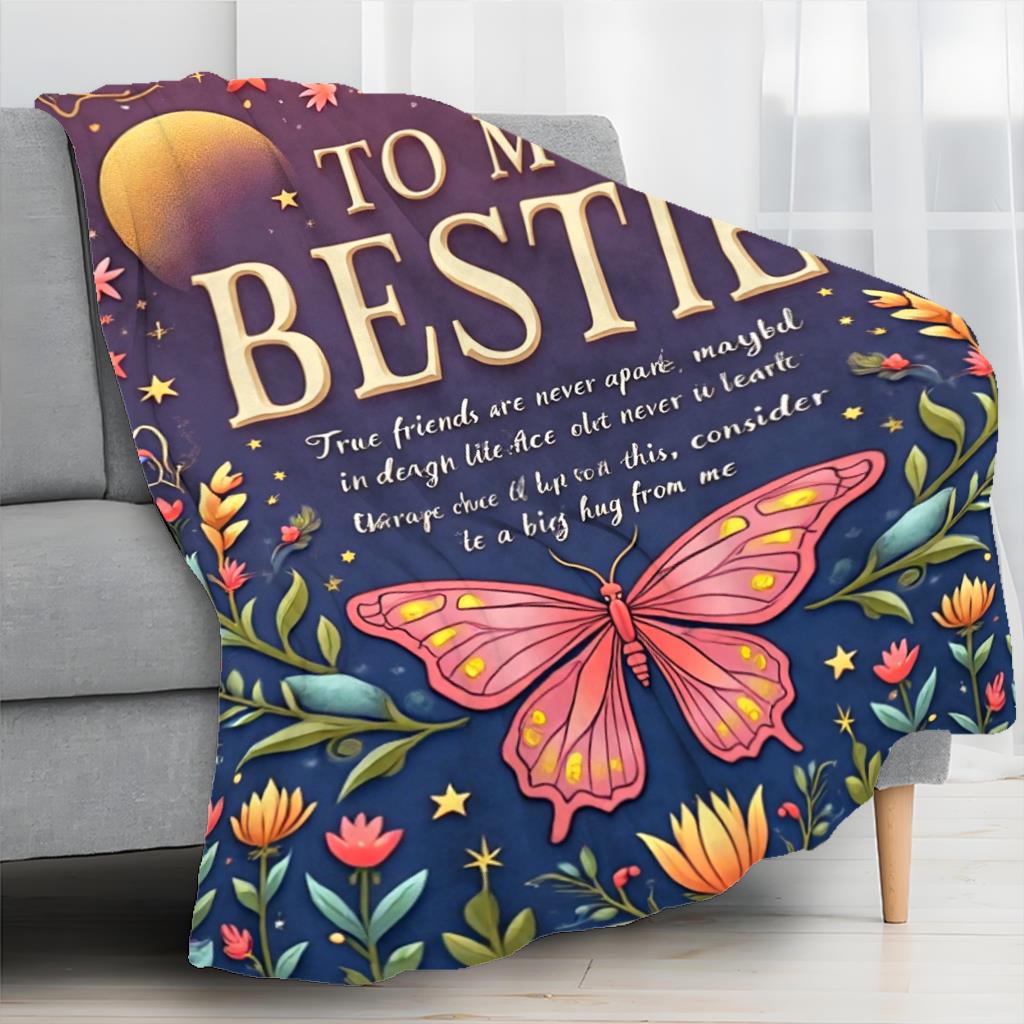 Aonana "To My Bestie" Butterfly BBF Gift Flannel Throw Blanket