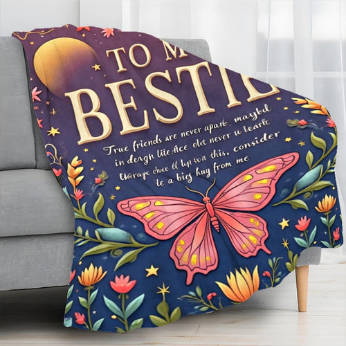 Aonana "To My Bestie" Butterfly BBF Gift Flannel Throw Blanket