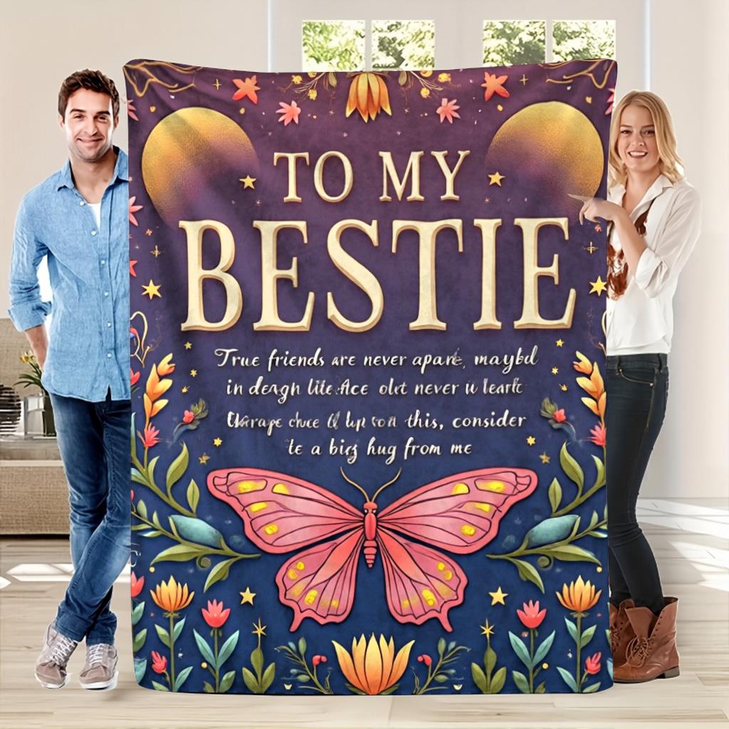 Aonana "To My Bestie" Butterfly BBF Gift Flannel Throw Blanket