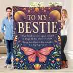 Aonana "To My Bestie" Butterfly BBF Gift Flannel Throw Blanket