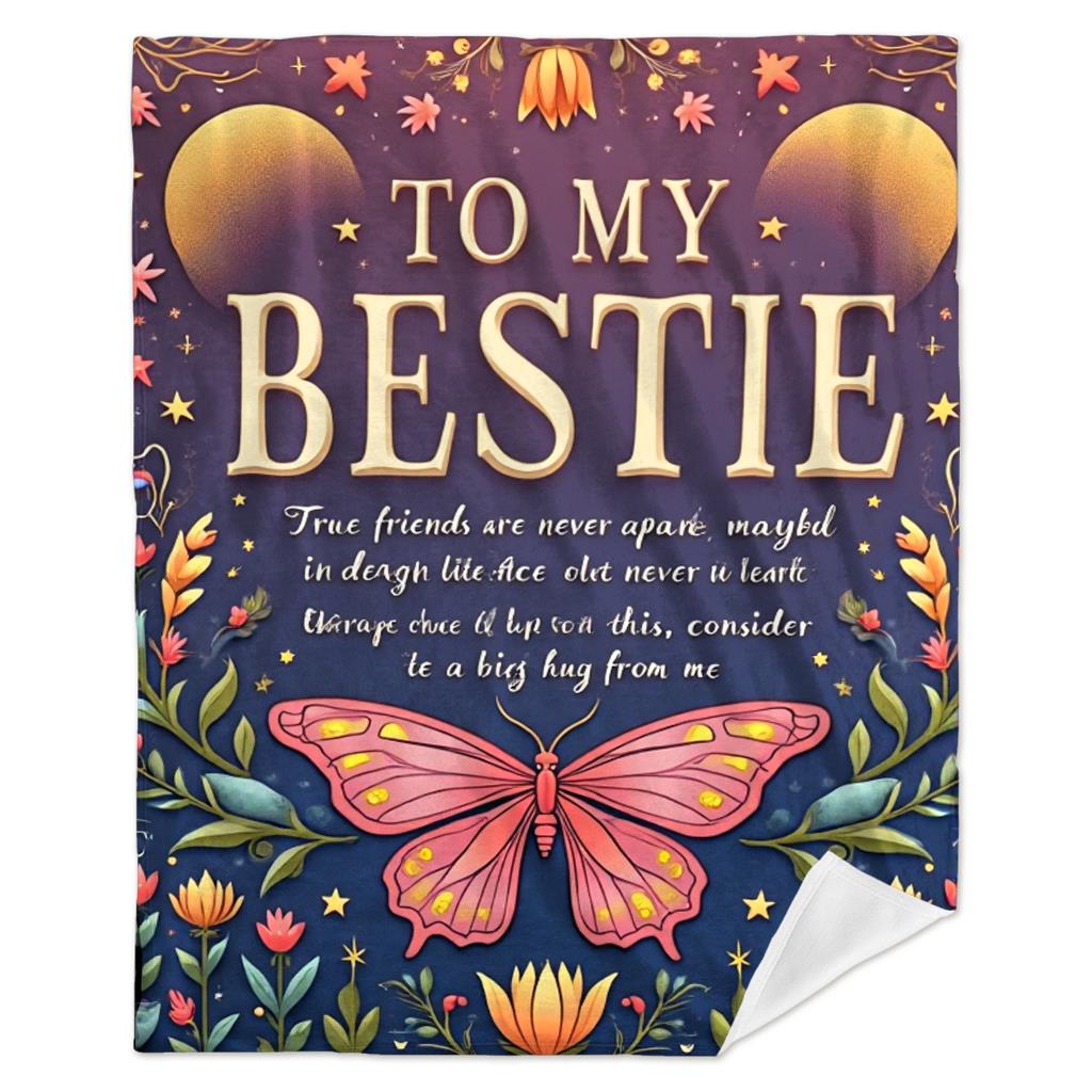 Aonana "To My Bestie" Butterfly BBF Gift Flannel Throw Blanket