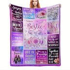 Aonana "To My Bestie" Floral Hearts BBF Gift Flannel Throw Blanket