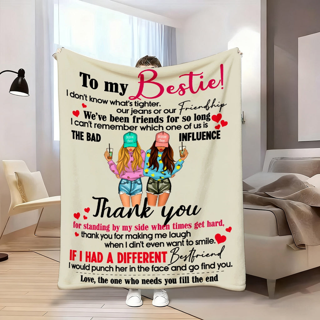Aonana "To My Bestie" Funny Friendship Gift Flannel Throw Blanket