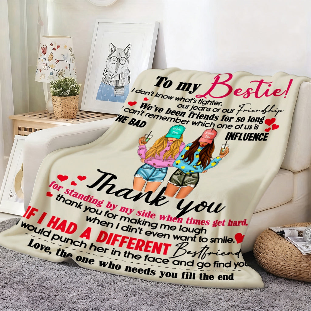 Aonana "To My Bestie" Funny Friendship Gift Flannel Throw Blanket