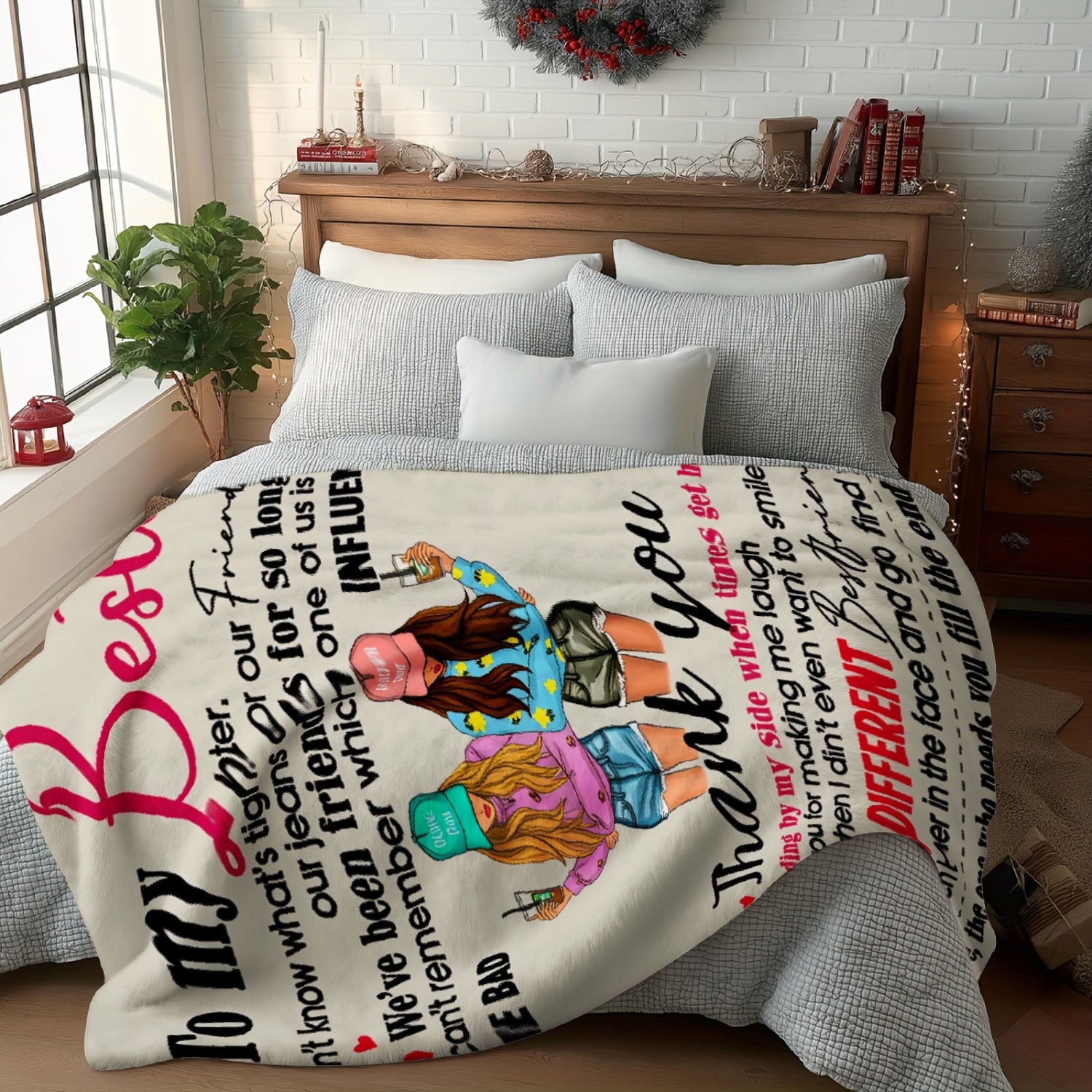 Aonana "To My Bestie" Funny Friendship Gift Flannel Throw Blanket