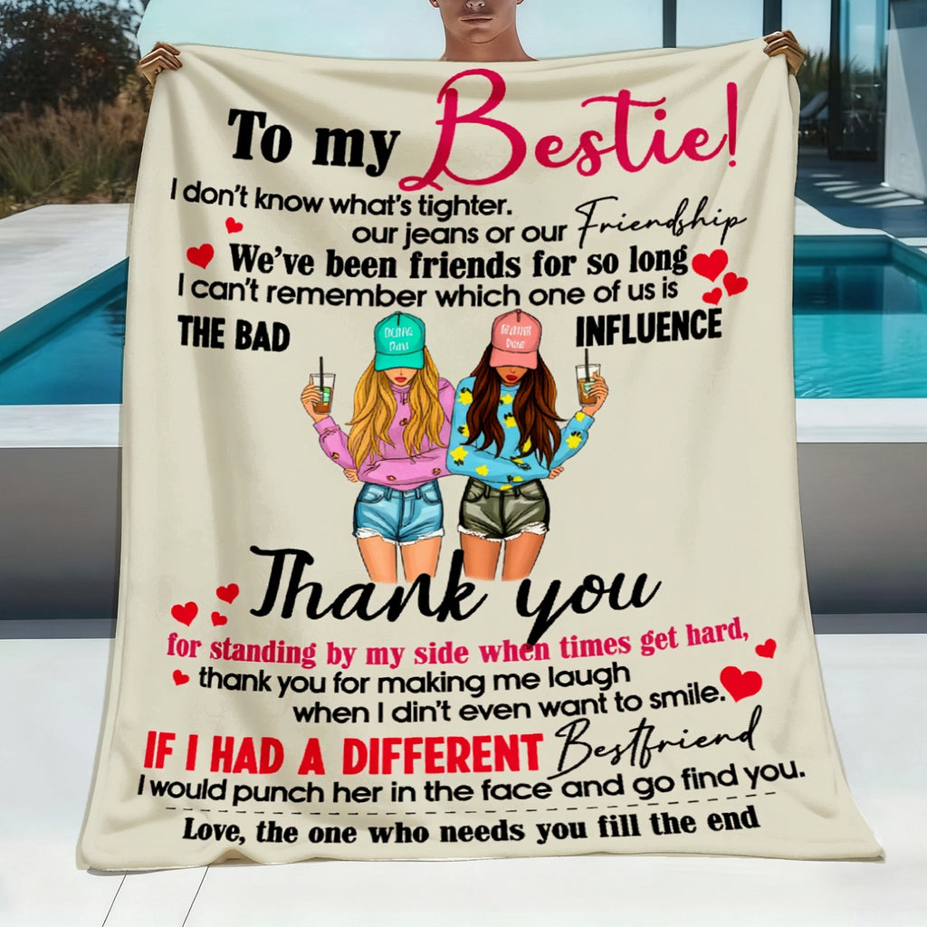 Aonana "To My Bestie" Funny Friendship Gift Flannel Throw Blanket