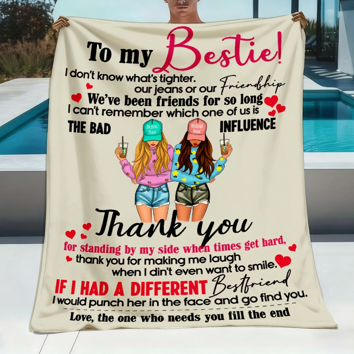 Aonana "To My Bestie" Funny Friendship Gift Flannel Throw Blanket
