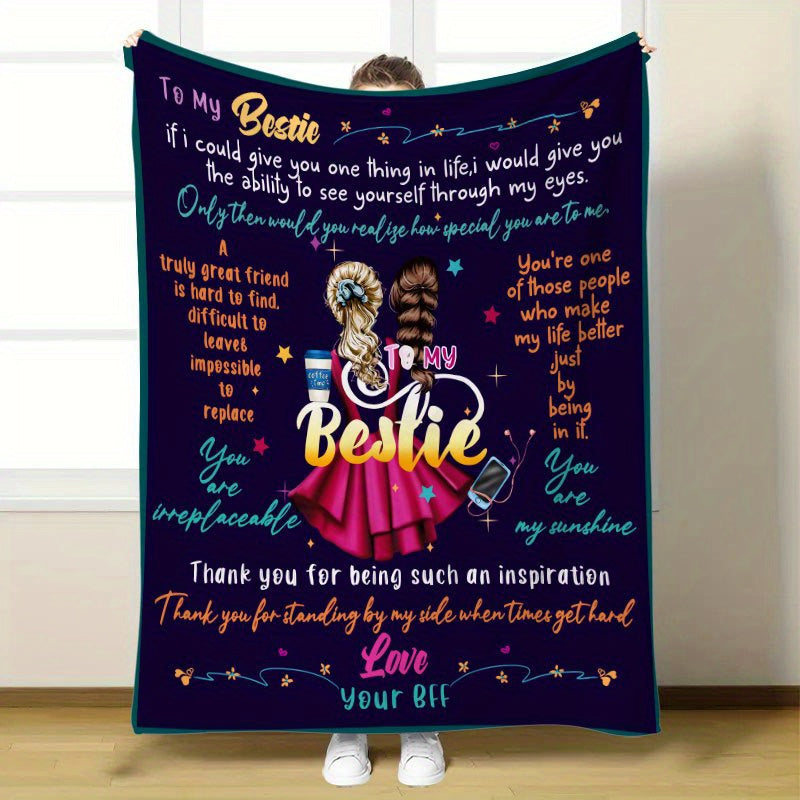 Aonana "To My Bestie" Truly Great Friend Gift Flannel Throw Blanket
