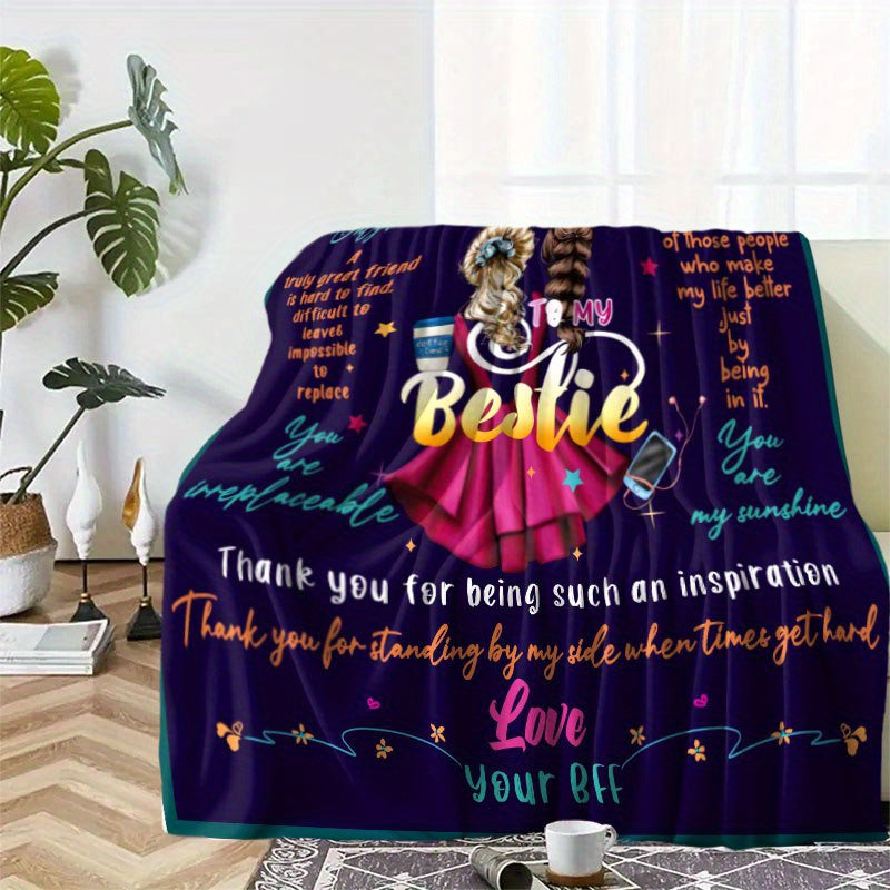 Aonana "To My Bestie" Truly Great Friend Gift Flannel Throw Blanket