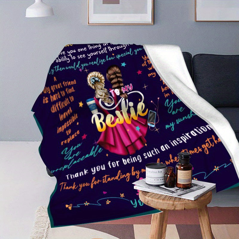 Aonana "To My Bestie" Truly Great Friend Gift Flannel Throw Blanket