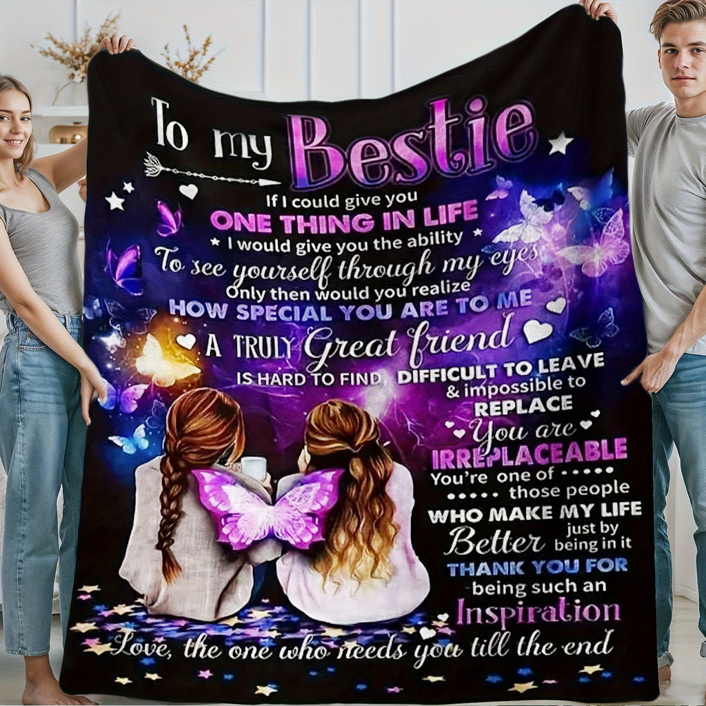 Aonana "To My Bestie" Butterfly Gift Flannel Throw Blanket