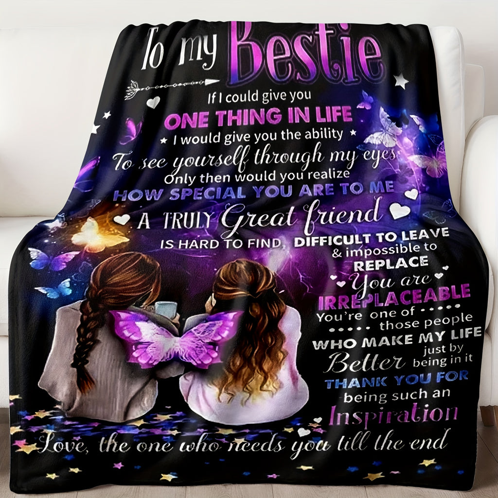 Aonana "To My Bestie" Butterfly Gift Flannel Throw Blanket