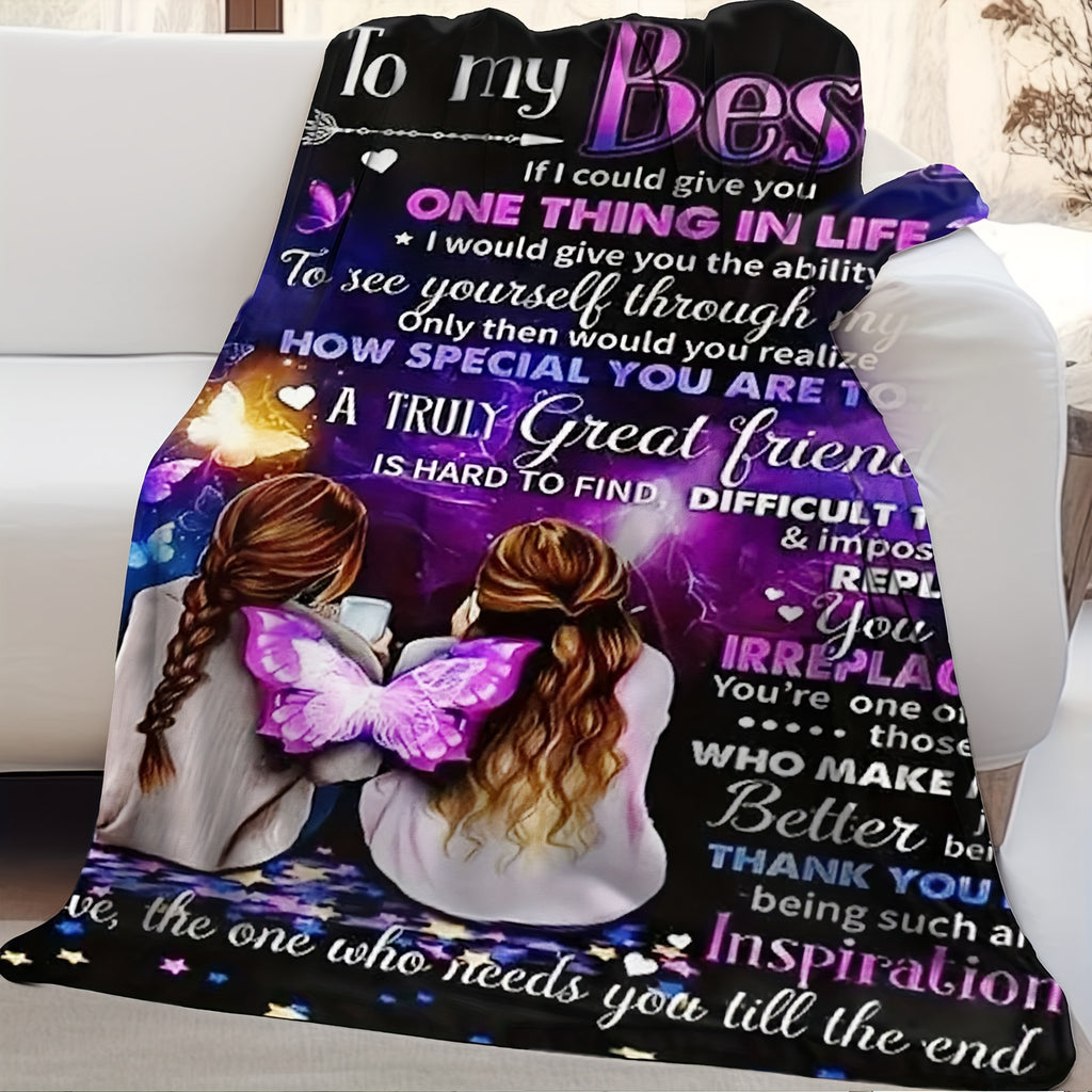 Aonana "To My Bestie" Butterfly Gift Flannel Throw Blanket