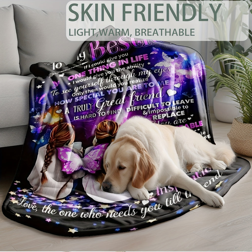 Aonana "To My Bestie" Butterfly Gift Flannel Throw Blanket
