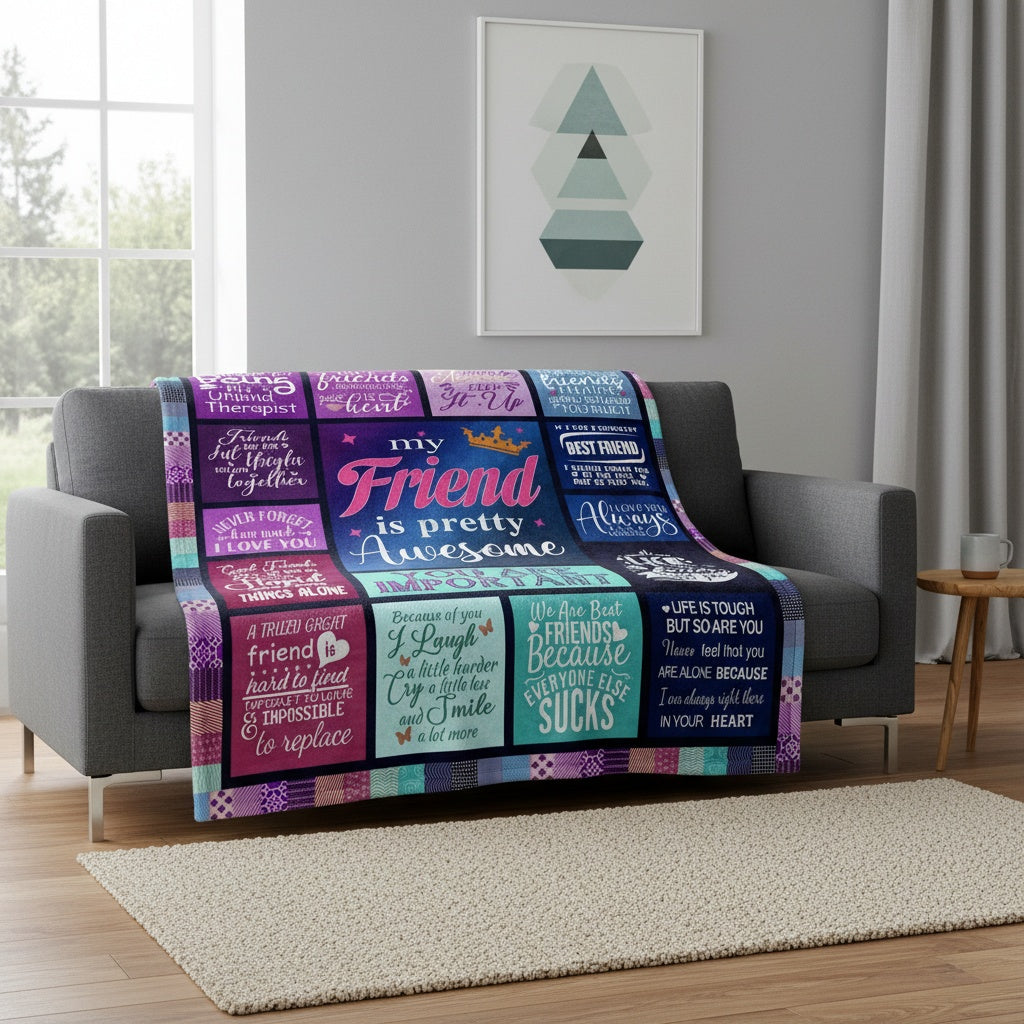 Aonana "To My Best Friend" Awesome Gift Flannel Throw Blanket