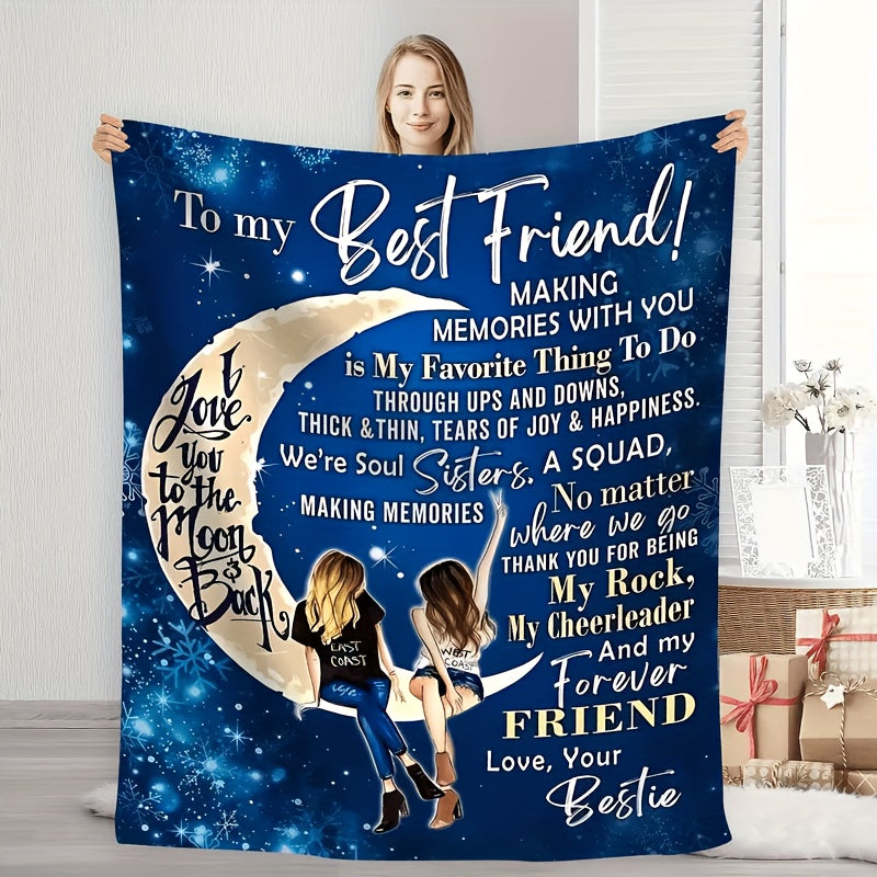 Aonana "To My Best Friend" Moon Friendship Gift Flannel Throw Blanket