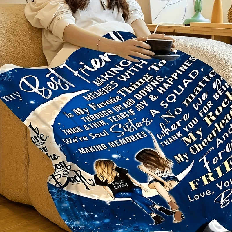 Aonana "To My Best Friend" Moon Friendship Gift Flannel Throw Blanket