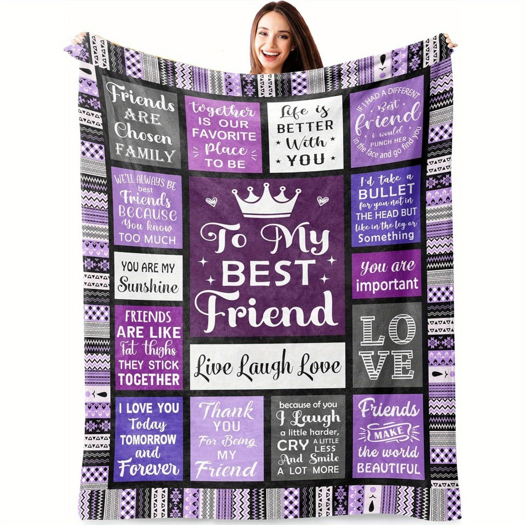 Aonana "To My Best Friend" Purple Friendship Gift Flannel Throw Blanket
