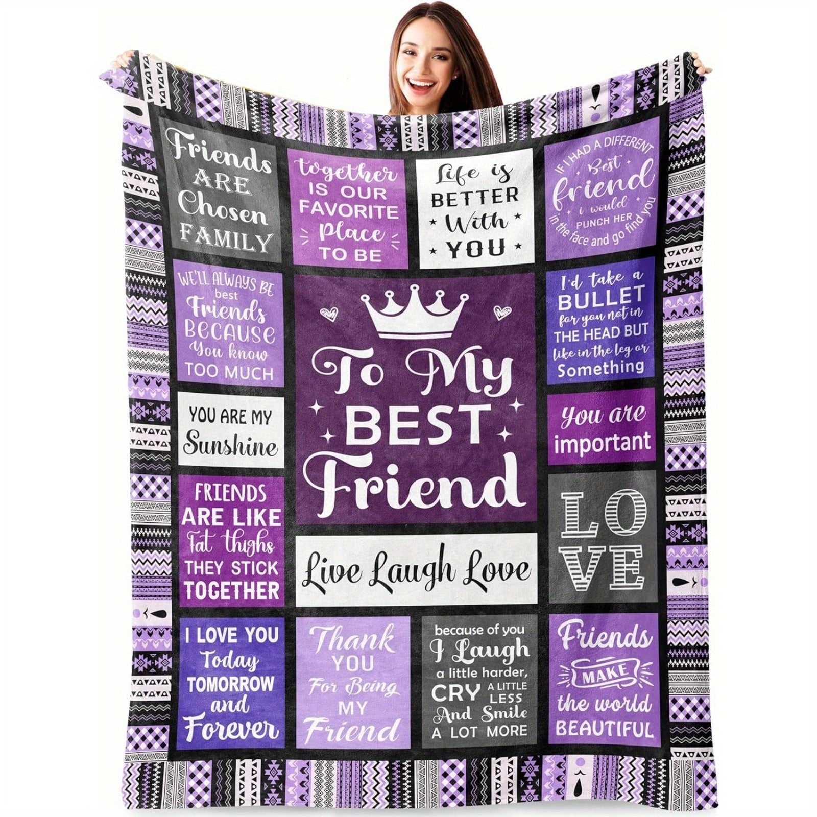 Aonana "To My Best Friend" Purple Friendship Gift Flannel Throw Blanket